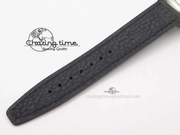 MIROTIME 0509 Minimalist Portuguese 40mm Chrono SS Black Dial On Black Leather Strap A 7382